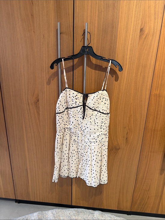 Free People Tops - Free People Cream Spaghetti Strap Polka Dot Babydoll Top